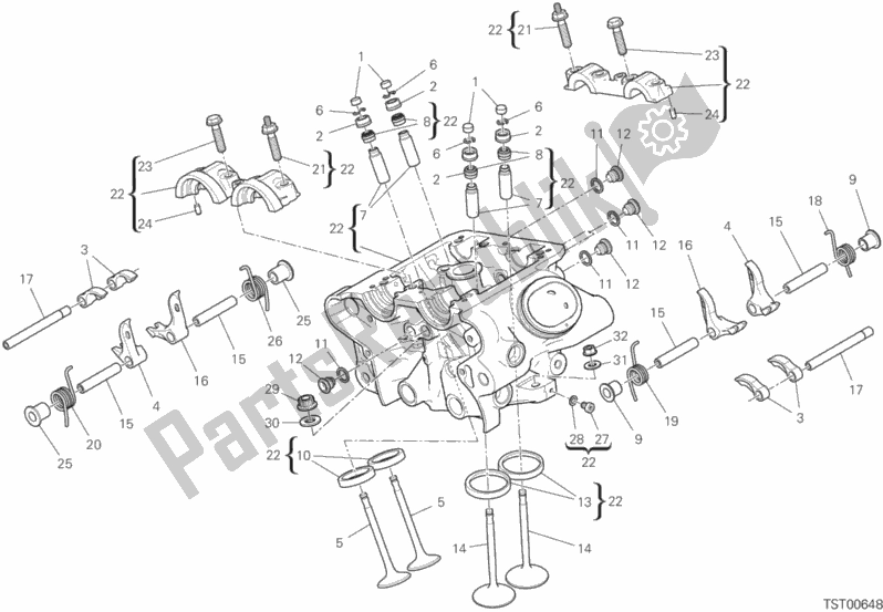Alle onderdelen voor de Verticale Kop van de Ducati Diavel 1260 S USA 2020